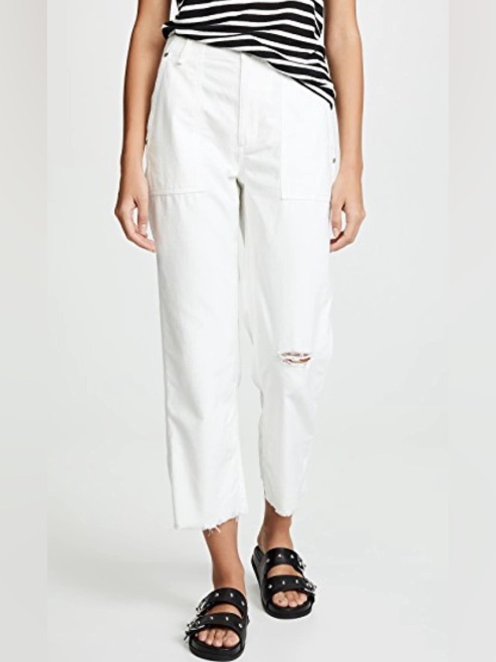 Rag & Bone Jeans White Kaye Chino Cropped Cargo Pants [Size 24]